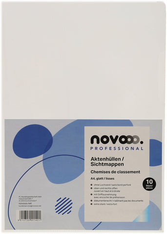 NOVOOO Pro Sichtmappen 140my A4 400197665 transparent glatt 10 Stück