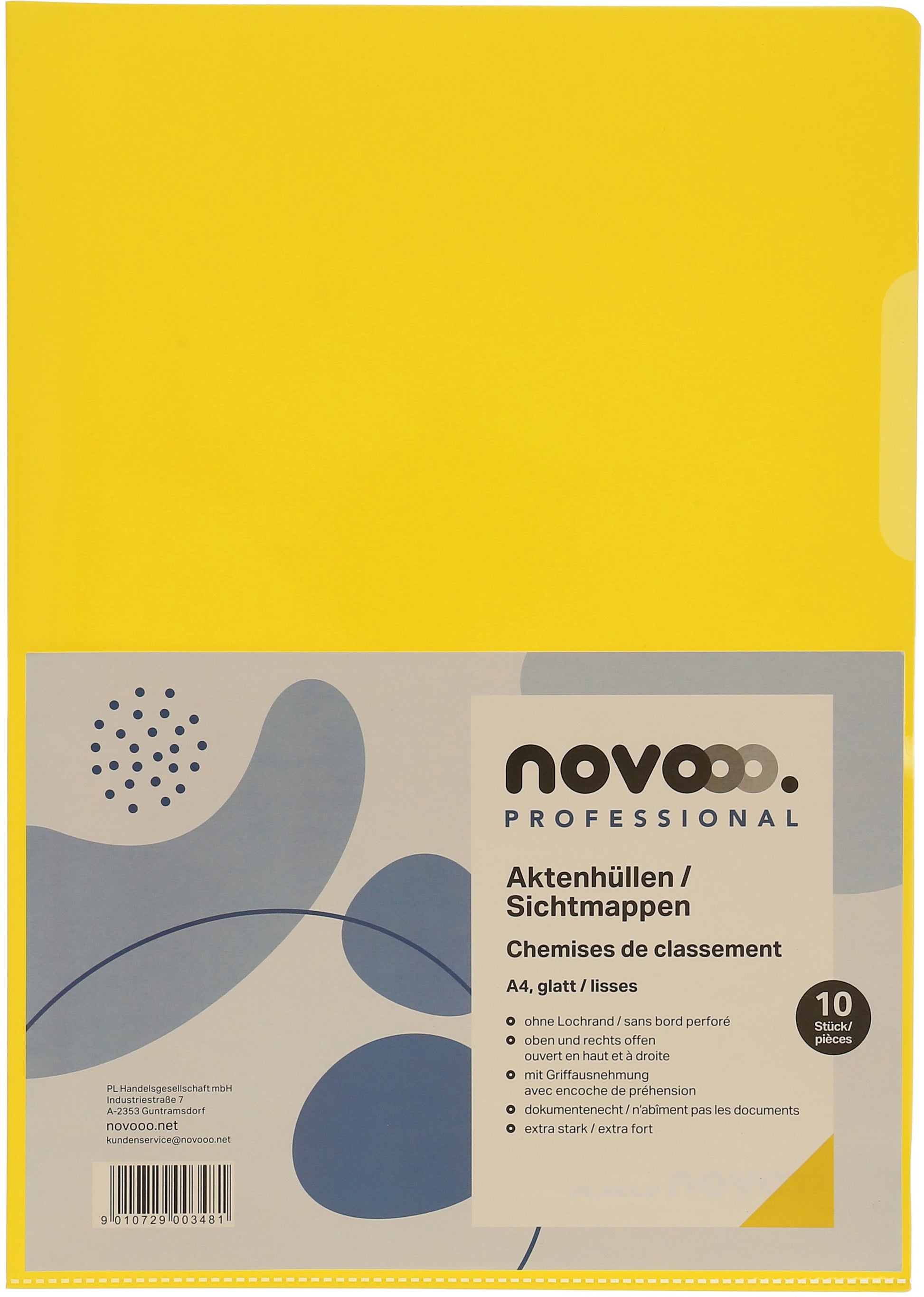 NOVOOO Pro Sichtmappen 140my A4 400197667 gelb glatt 10 Stück