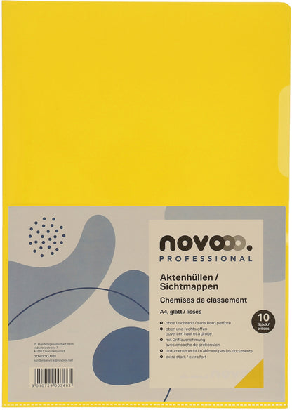 NOVOOO Pro Sichtmappen 140my A4 400197667 gelb glatt 10 Stück