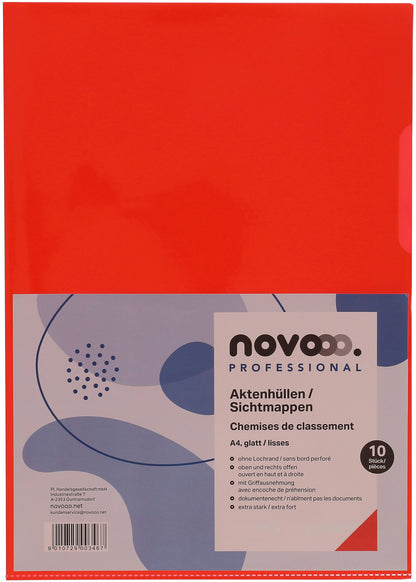 NOVOOO Pro Sichtmappen 140my A4 400197668 rot glatt 10 Stück