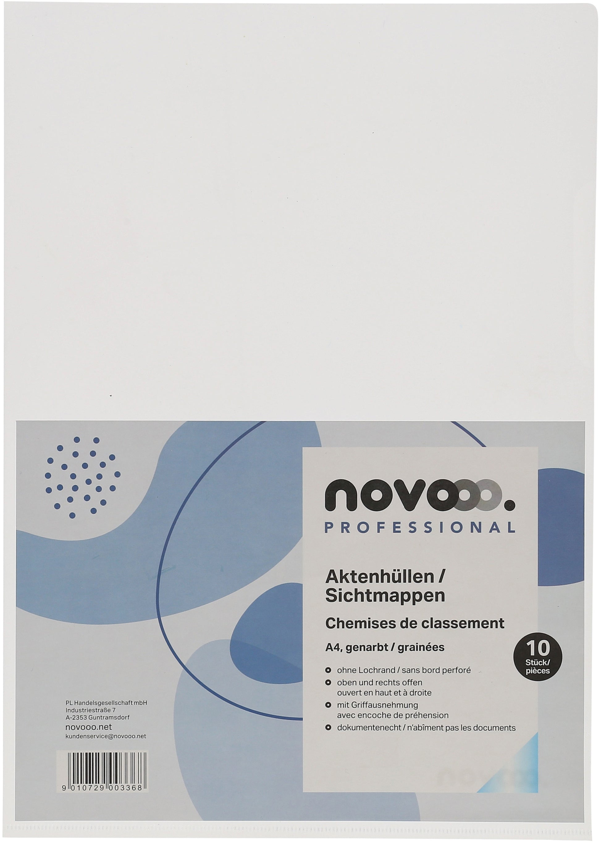NOVOOO Pro Sichtmappen 120my A4 400197702 transparent genarbt 10 Stück