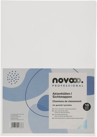 NOVOOO Pro Sichtmappen 120my A4 400197702 transparent genarbt 10 Stück