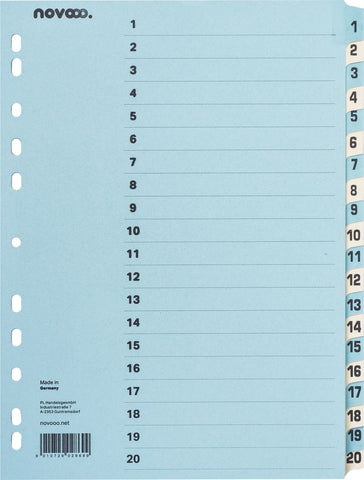 NOVOOO Kartonregister A4 40551 blau/beige 1-20