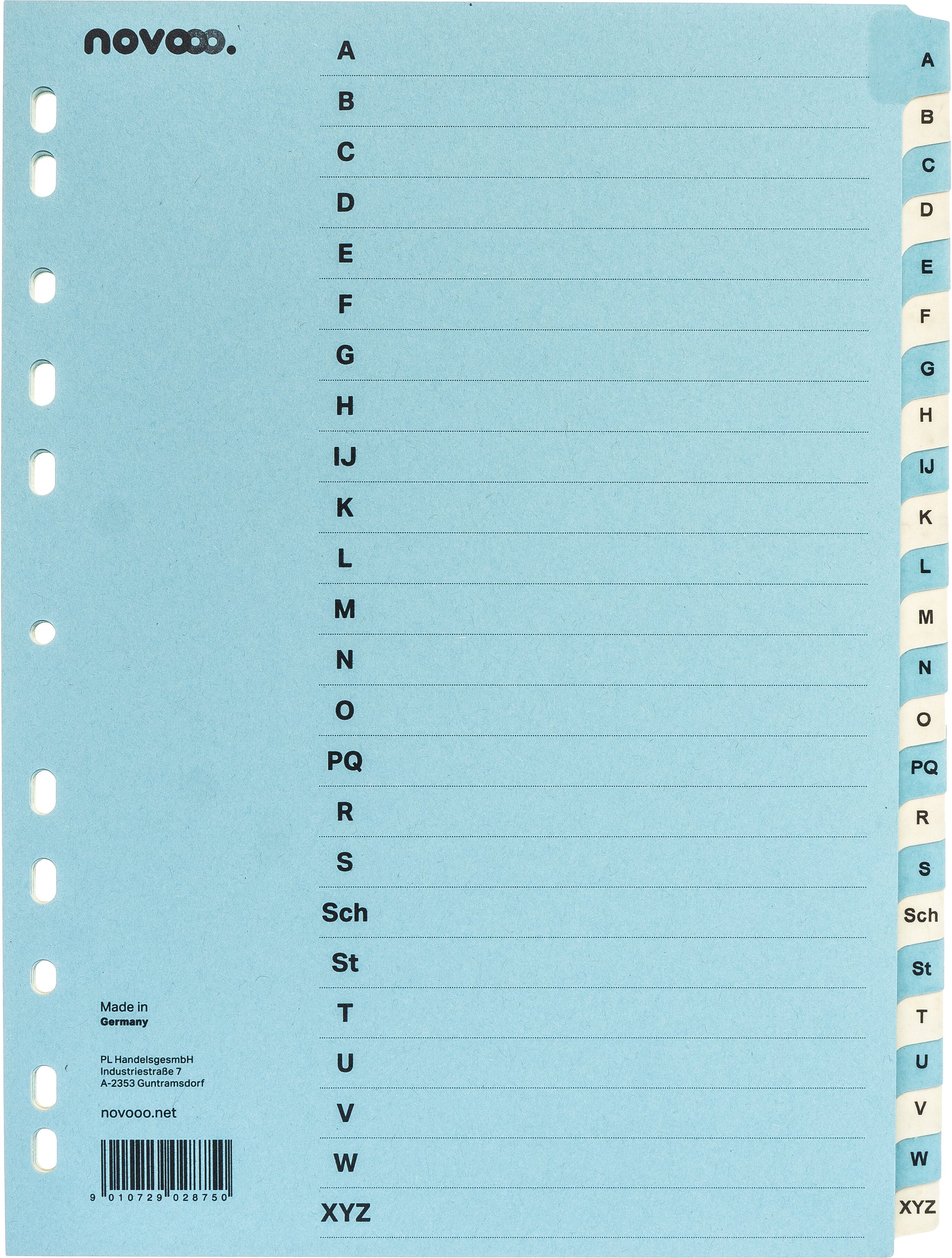 NOVOOO Kartonregister A4 40572 blau/beige A-Z 24-teilig