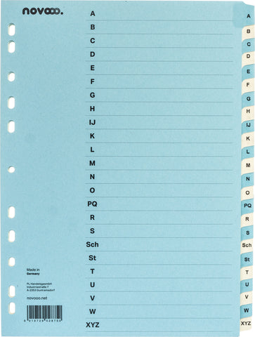 NOVOOO Kartonregister A4 40572 blau/beige A-Z 24-teilig
