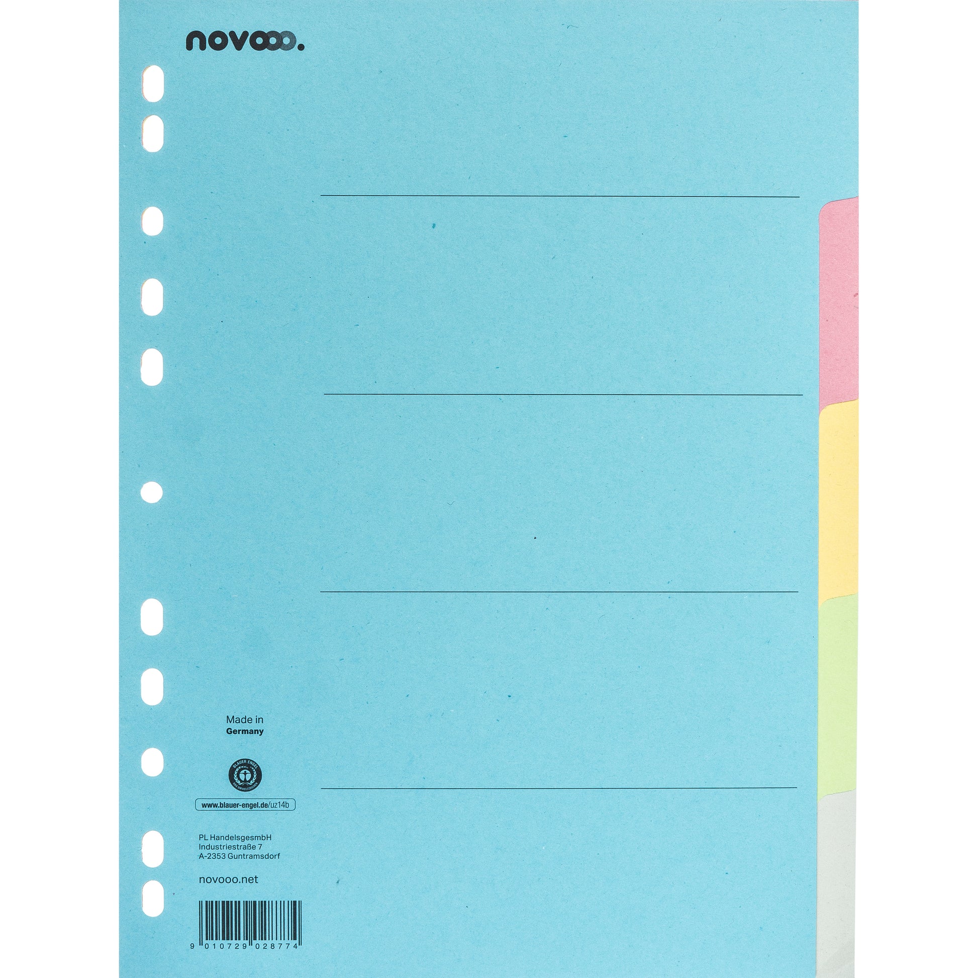 NOVOOO Kartonregister A4 40574 bunt 5-teilig