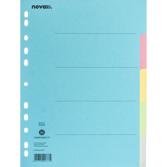 NOVOOO Kartonregister A4 40574 bunt 5-teilig