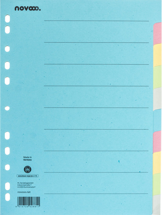 NOVOOO Kartonregister A4 40579 bunt 10-teilig