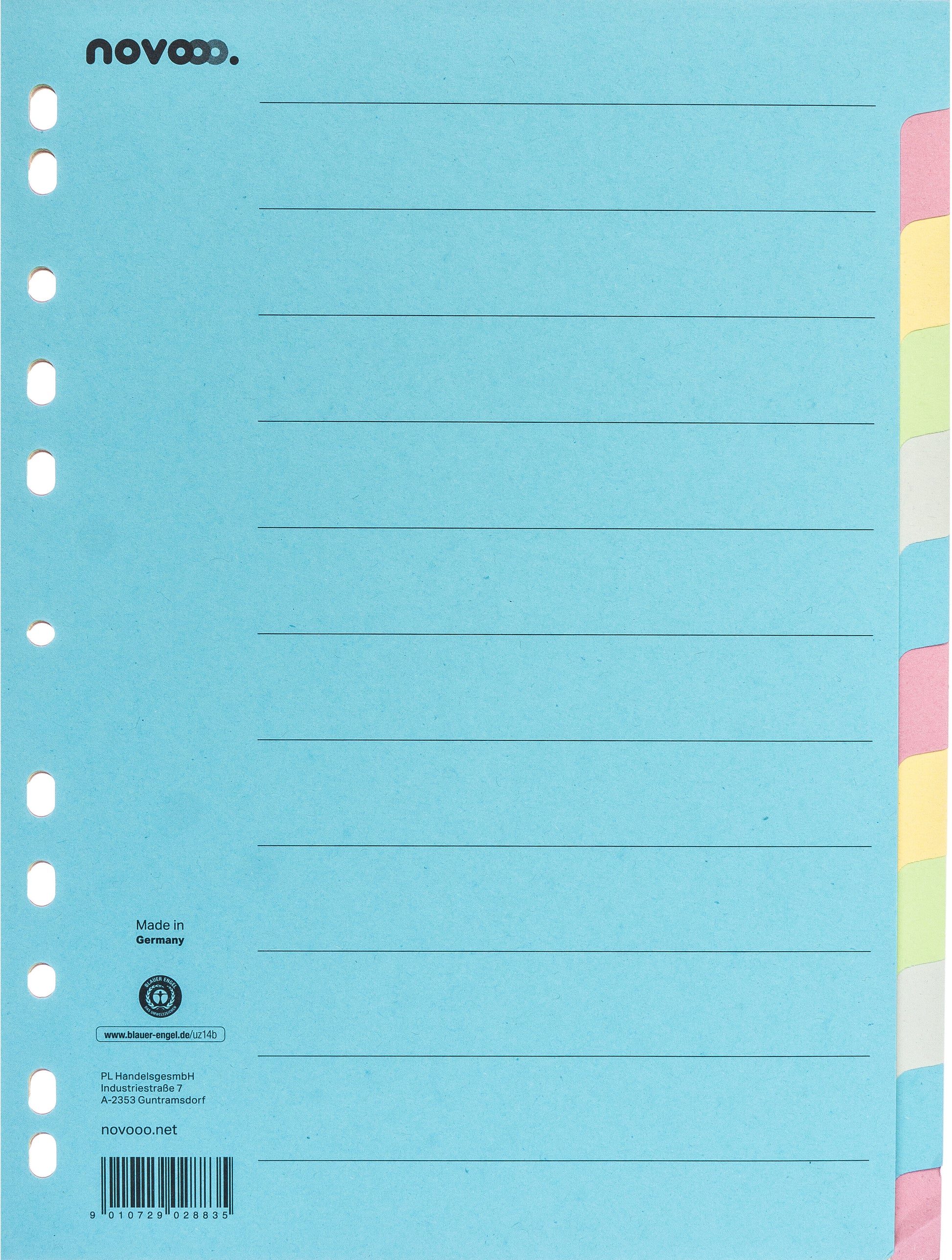 NOVOOO Kartonregister A4 40581 bunt 12-teilig