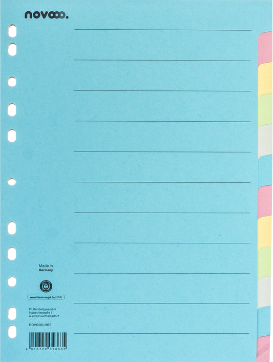 NOVOOO Kartonregister A4 40581 bunt 12-teilig