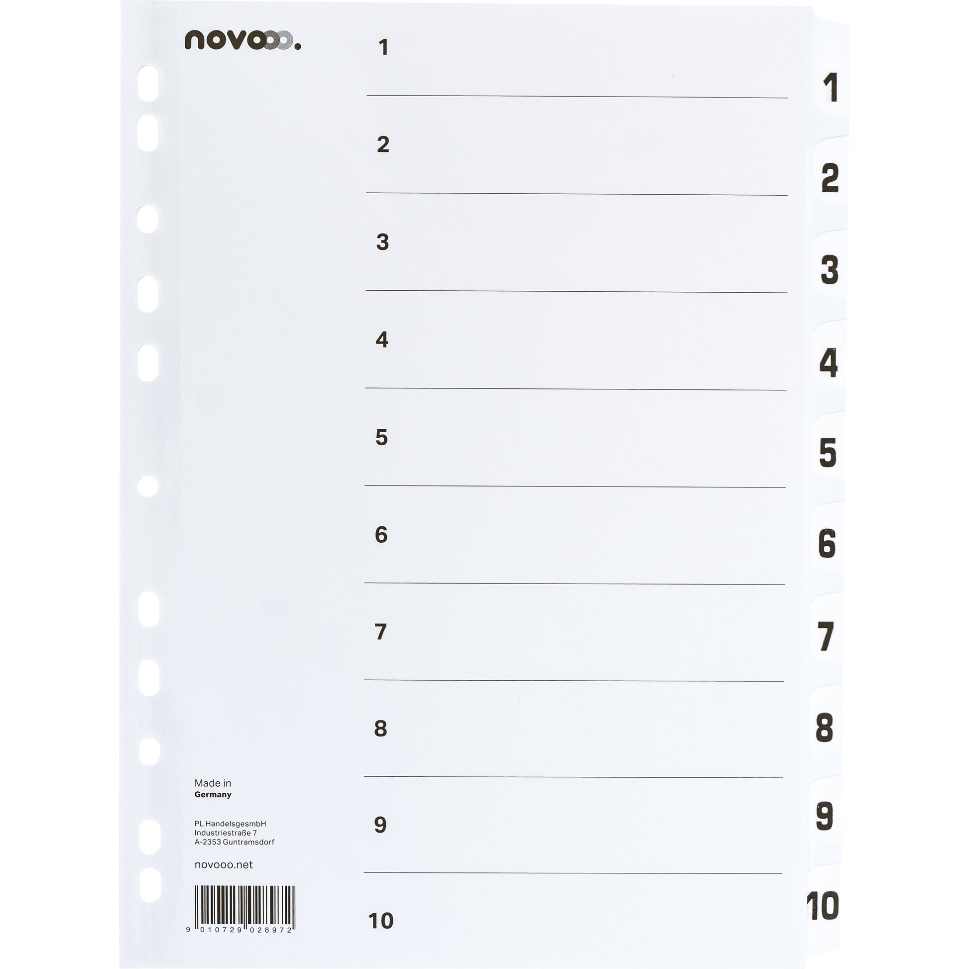 NOVOOO Kartonregister A4 40621 weiss 1-10