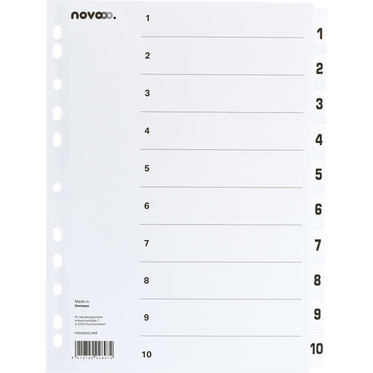 NOVOOO Kartonregister A4 40621 weiss 1-10