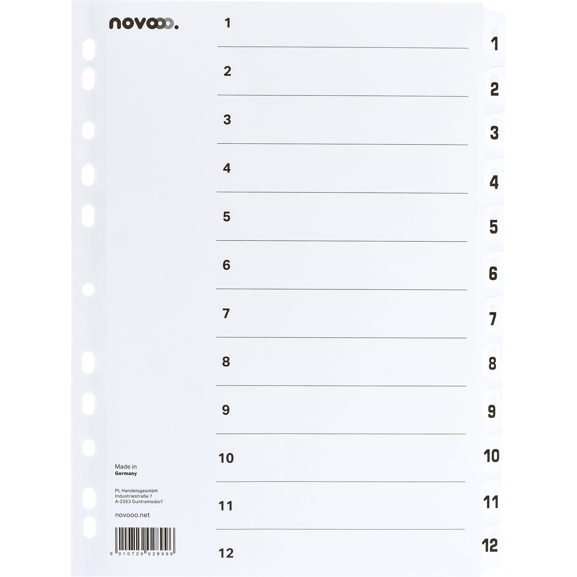 NOVOOO Kartonregister A4 40622 weiss 1-12