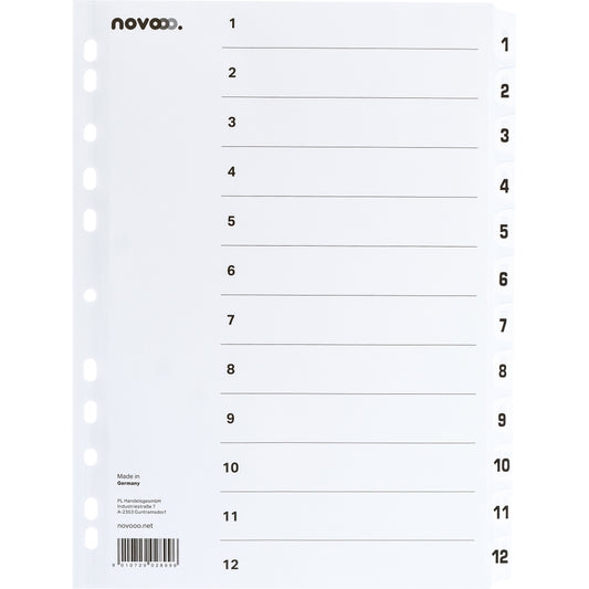 NOVOOO Kartonregister A4 40622 weiss 1-12