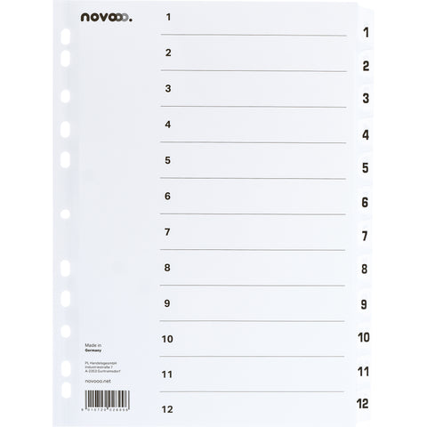 NOVOOO Kartonregister A4 40622 weiss 1-12