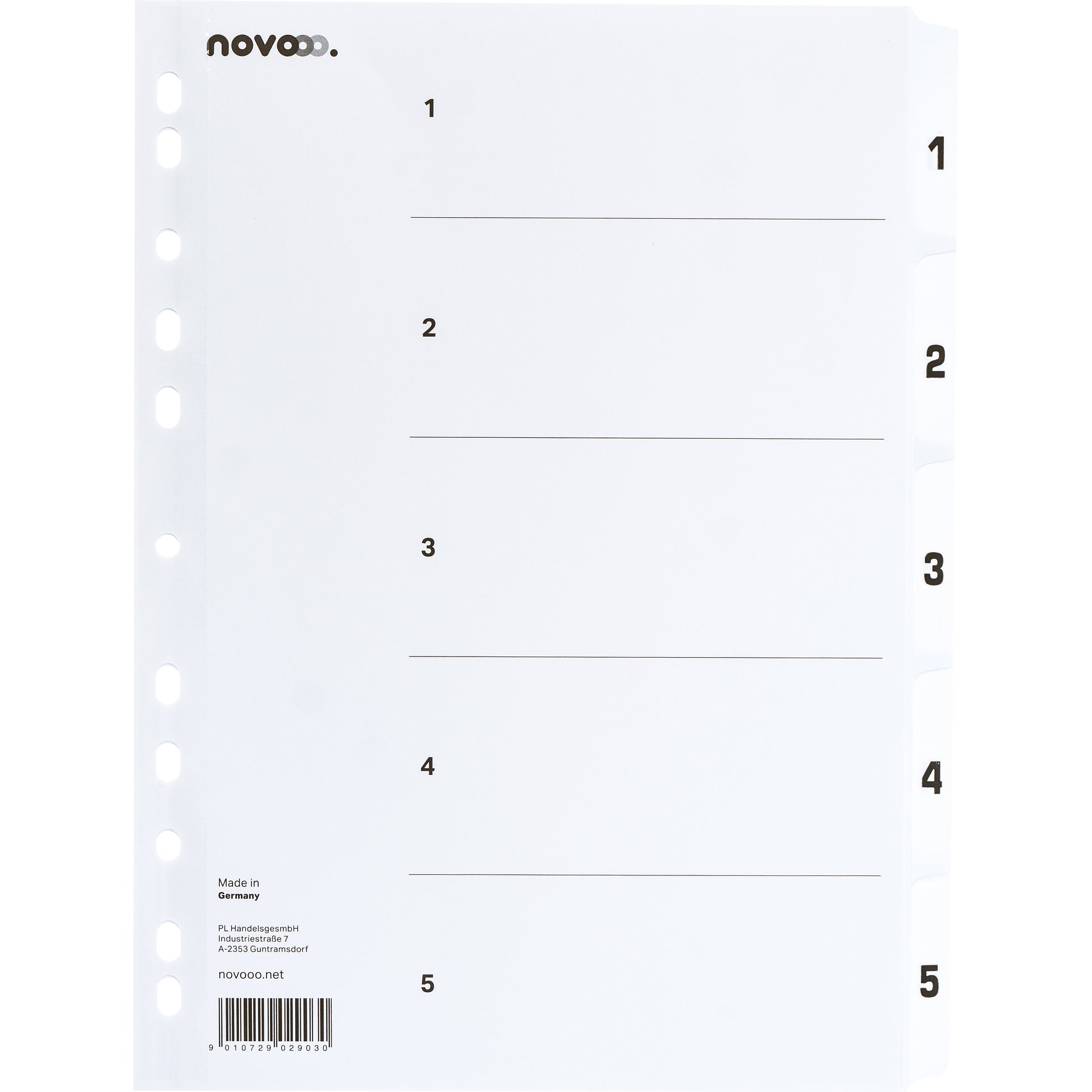 NOVOOO Kartonregister A4 40624 weiss 1-5