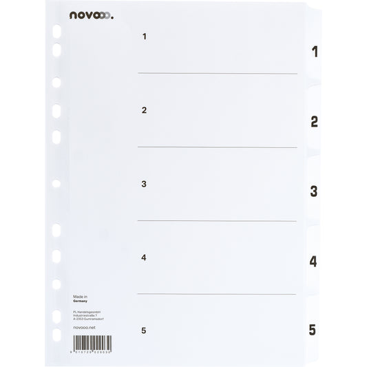 NOVOOO Kartonregister A4 40624 weiss 1-5