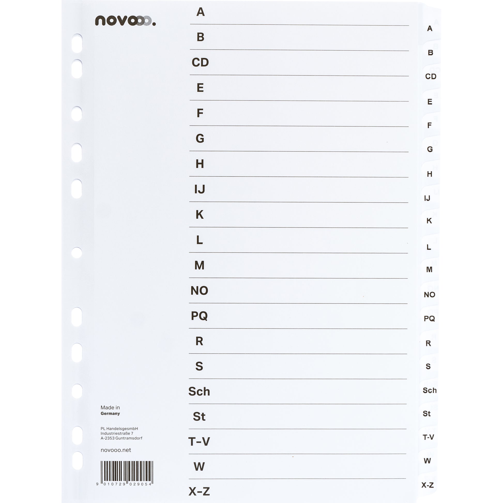 NOVOOO Kartonregister A4 40625 weiss A-Z 20-teilig