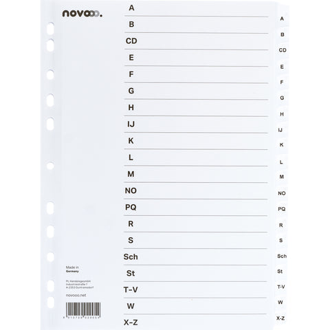 NOVOOO Kartonregister A4 40625 weiss A-Z 20-teilig