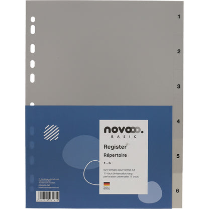 NOVOOO Register PP A4 40933 grau 1-6