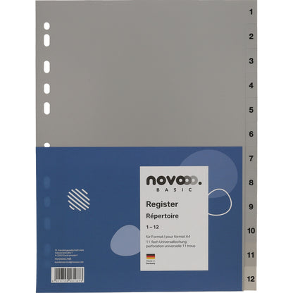 NOVOOO Register PP A4 40937 grau 1-12
