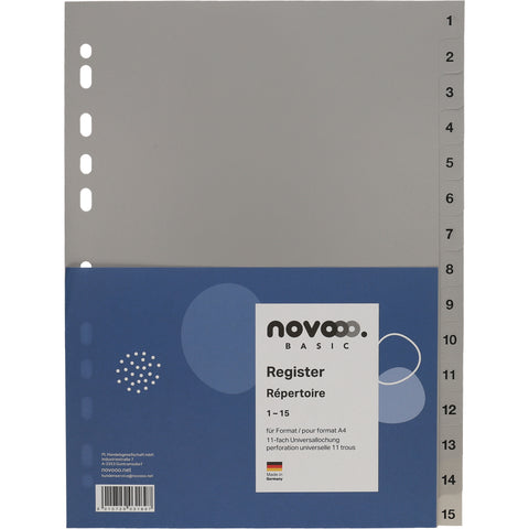 NOVOOO Register PP A4 40939 grau 1-15
