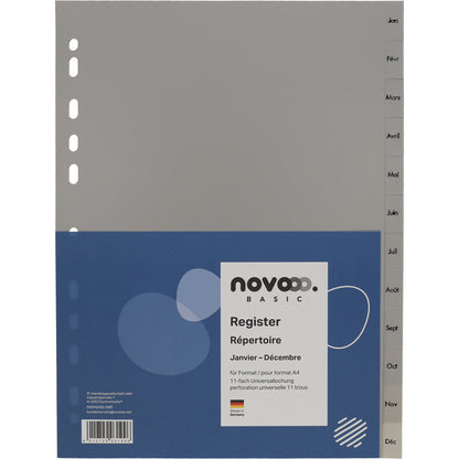 NOVOOO Register PP A4 40952 grau Jan-Déc FR