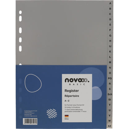 NOVOOO Register PP A4 40956 grau A-Z 24-teilig