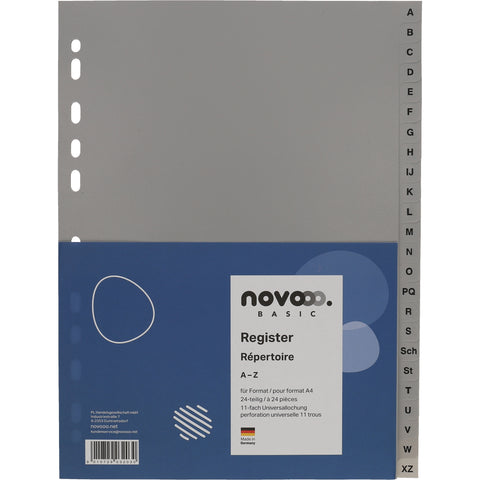 NOVOOO Register PP A4 40956 grau A-Z 24-teilig
