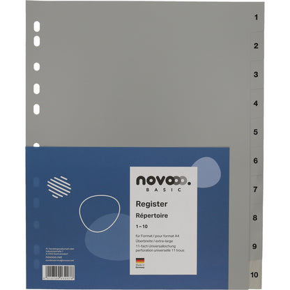 NOVOOO Register PP A4+ 40960 grau 1-10