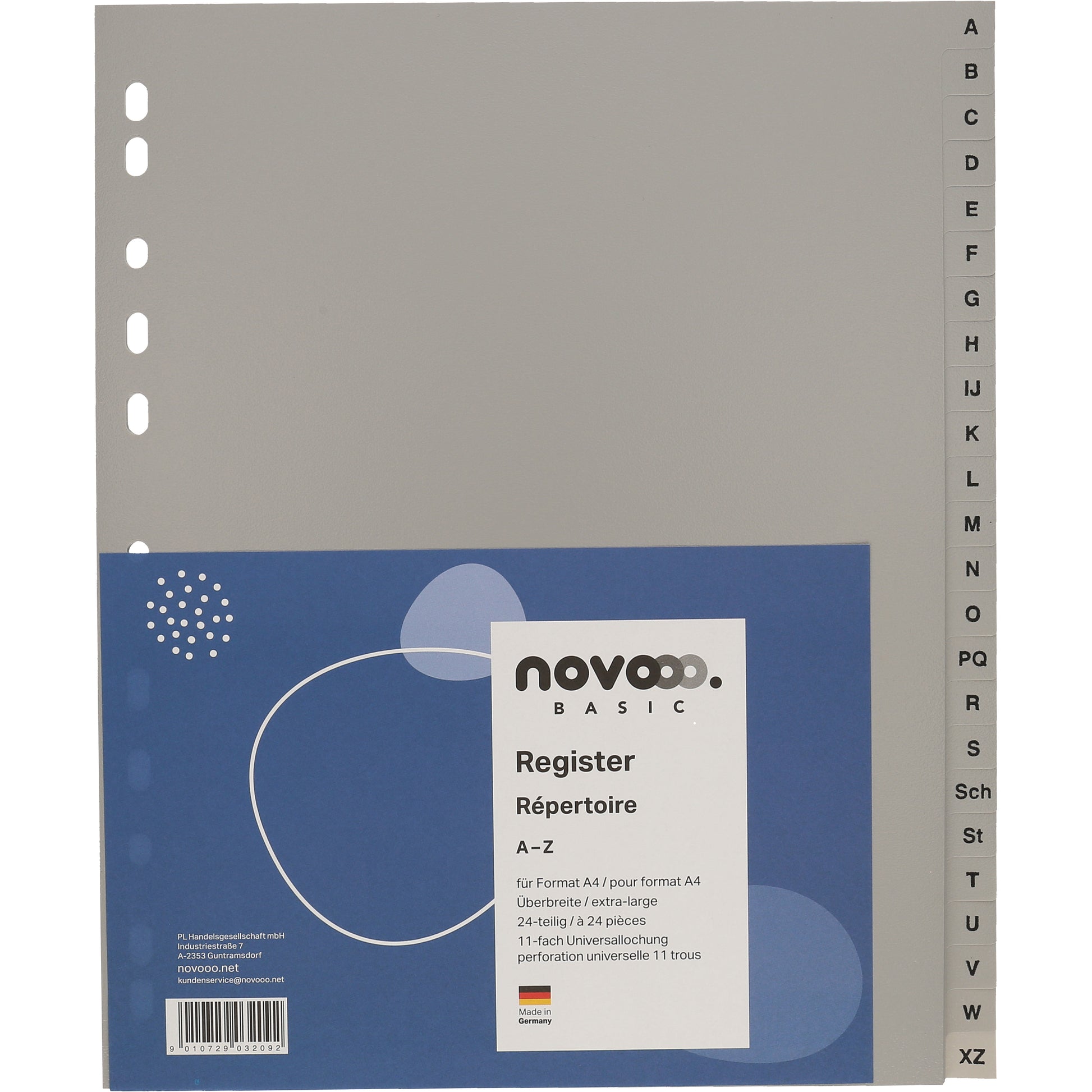 NOVOOO Register PP A4+ 40961 grau A-Z 24-teilig