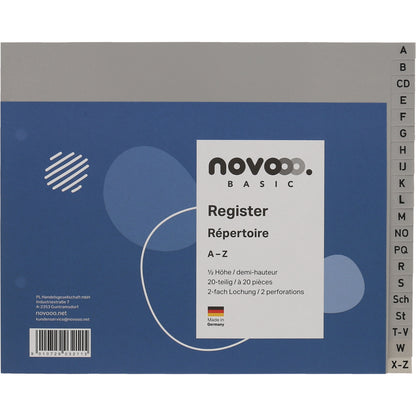NOVOOO Register PP 1/2 Höhe 40962 grau A-Z 20-teilig