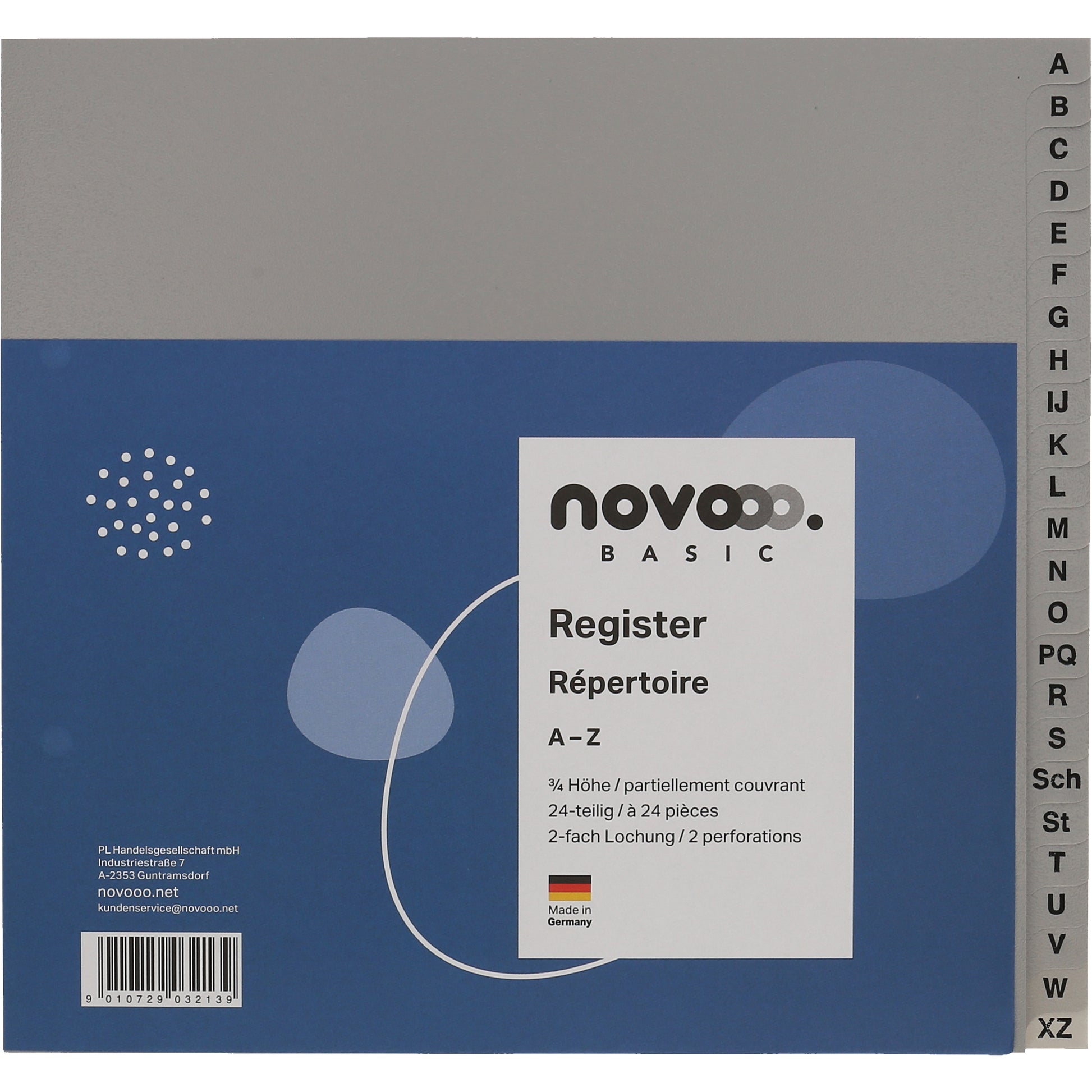 NOVOOO Register PP 3/4 Höhe 40964 grau A-Z 24-teilig
