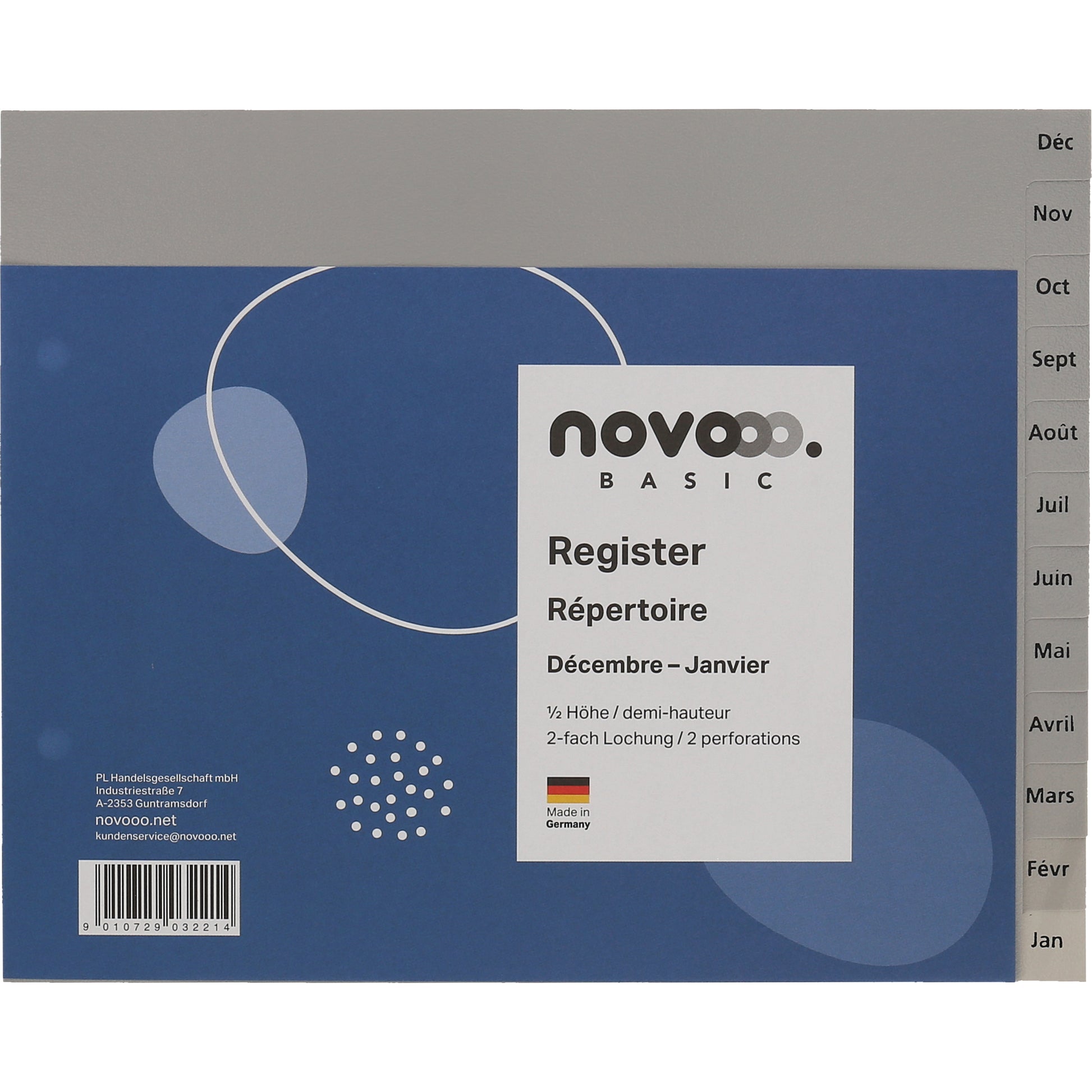 NOVOOO Register PP 1/2 Höhe 40975 grau Déc-Jan FR