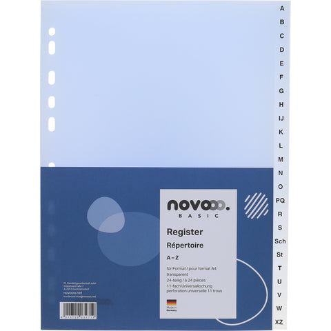 NOVOOO Register PP A4 41007 transparent A-Z 24-teilig