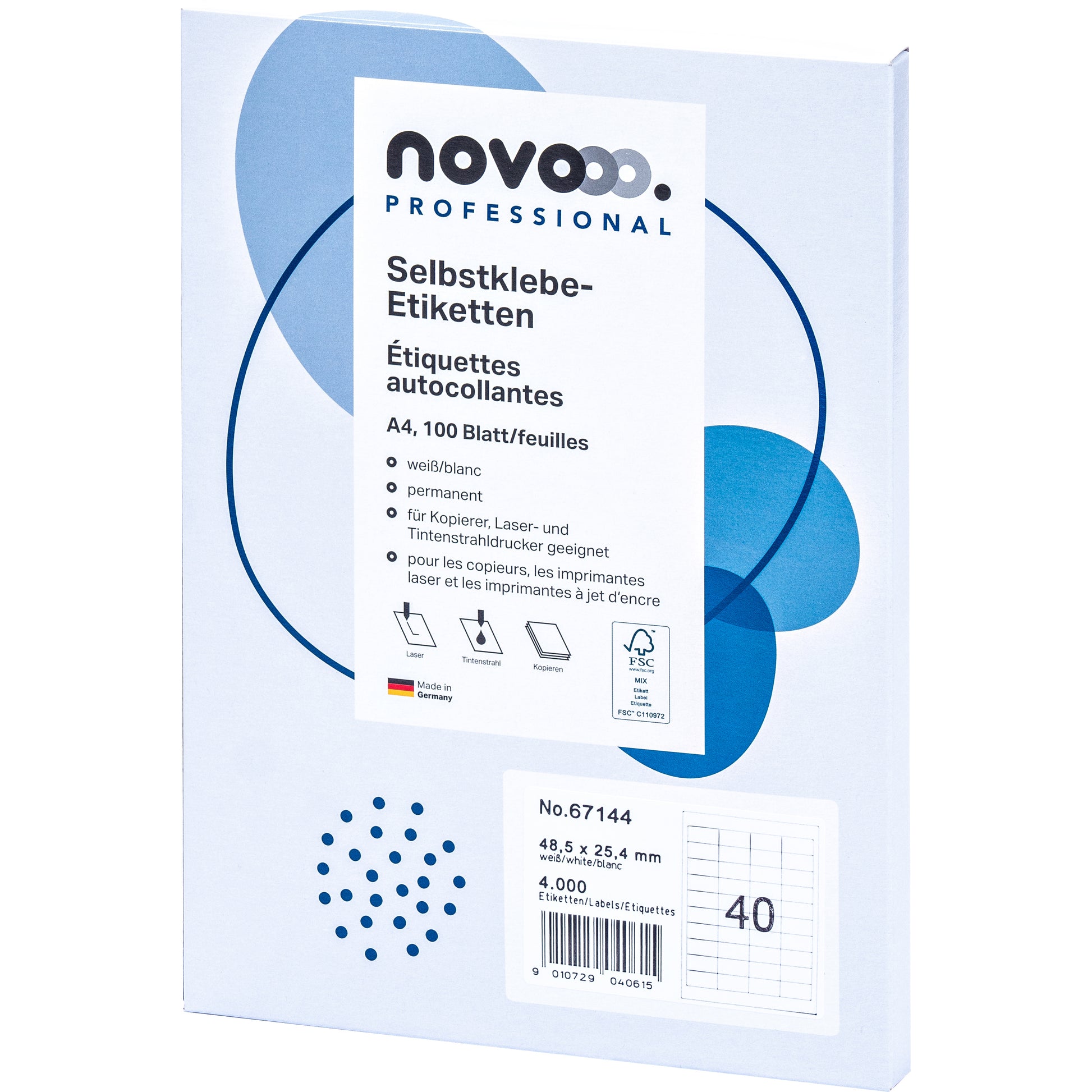 NOVOOO Etiketten 48.5x25.4mm 67144 weiss 4000 Stück