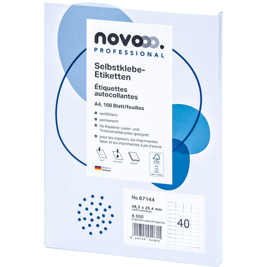 NOVOOO Etiketten 48.5x25.4mm 67144 weiss 4000 Stück