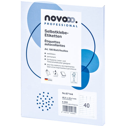 NOVOOO Etiketten 48.5x25.4mm 67144 weiss 4000 Stück