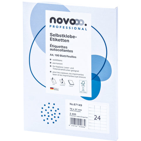 NOVOOO Etiketten 70x37mm 67149 weiss 2400 Stück