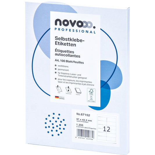 NOVOOO Etiketten 97x42.3mm 67152 weiss 1200 Stück