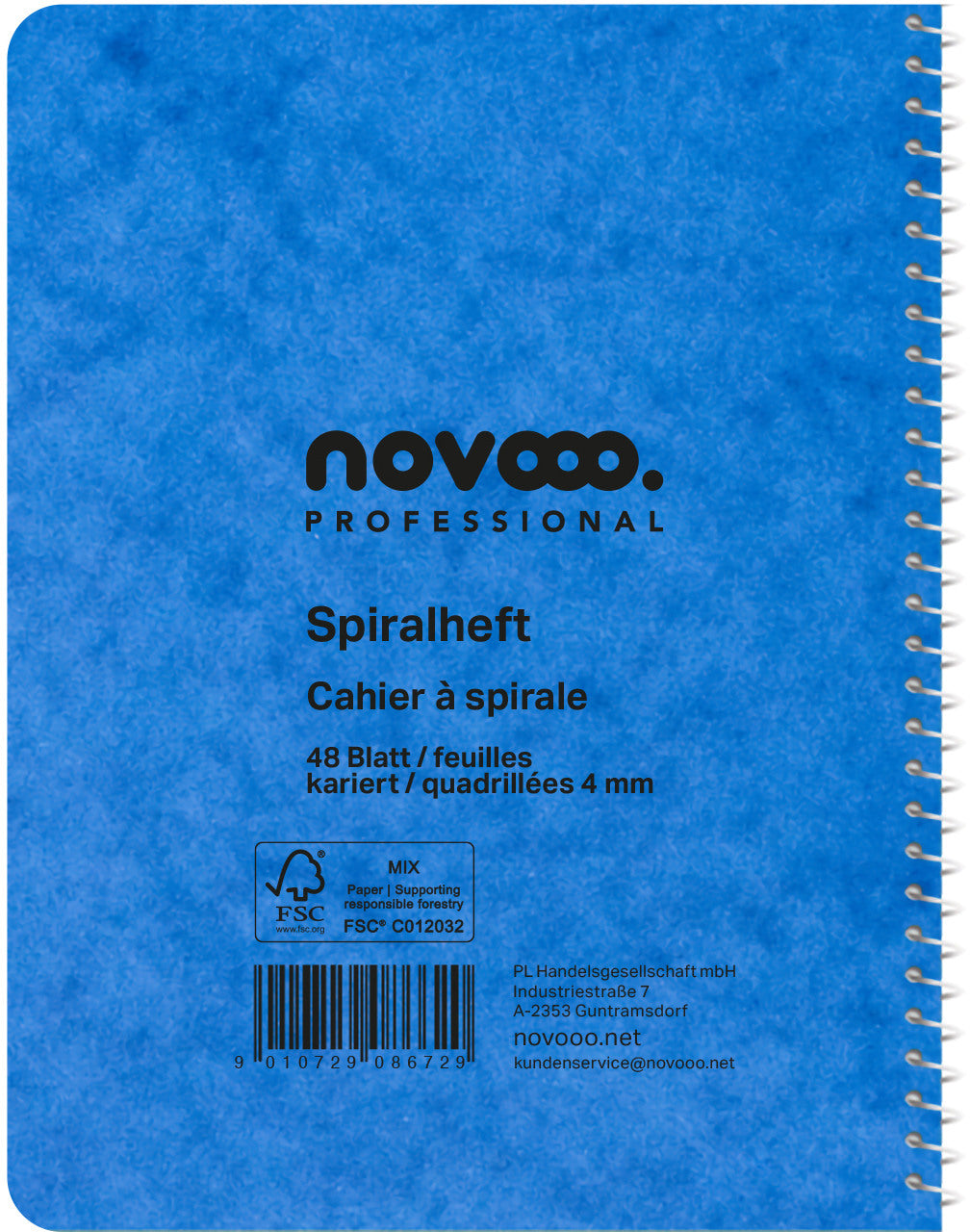 NOVOOO Spiralheft ass. 10.6×14.6cm 729778 kariert, 4mm, 70g 48 Blatt