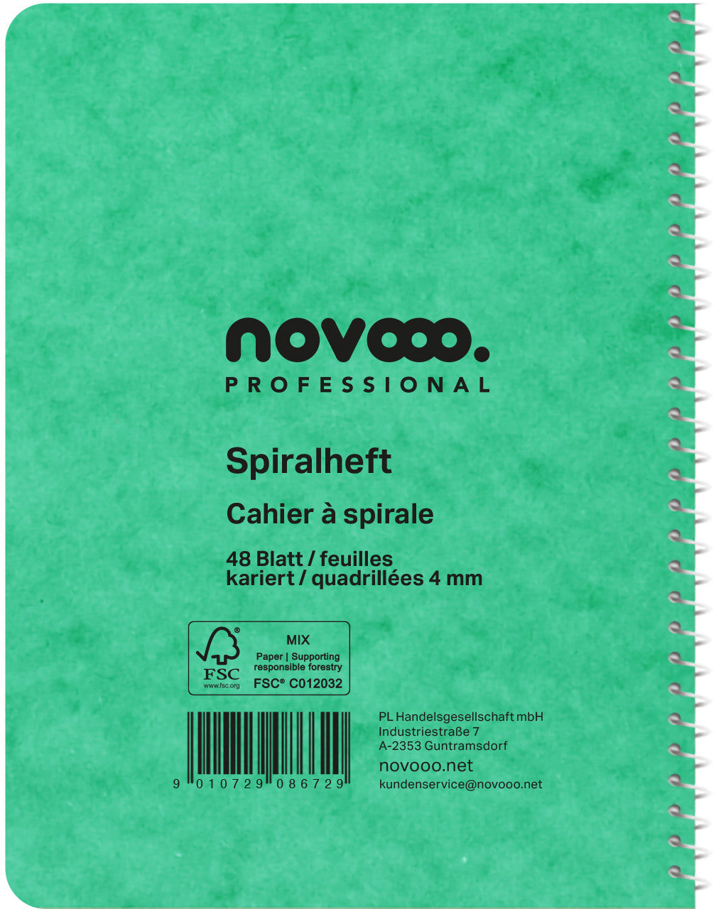 NOVOOO Spiralheft ass. 10.6×14.6cm 729778 kariert, 4mm, 70g 48 Blatt