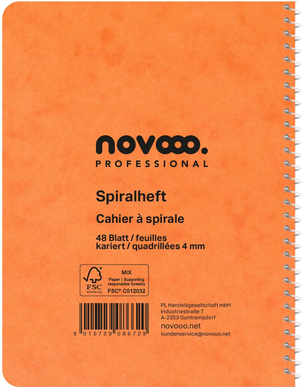 NOVOOO Spiralheft ass. 10.6×14.6cm 729778 kariert, 4mm, 70g 48 Blatt