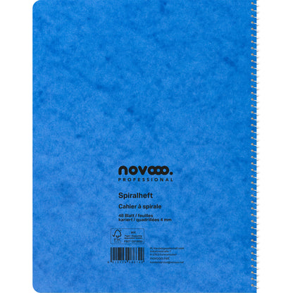 NOVOOO Spiralheft ass. 14.8×21cm 729779 kariert, 4mm, 70g 48 Blatt