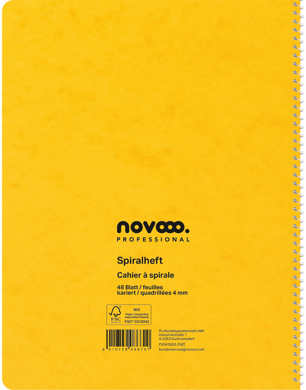 NOVOOO Spiralheft ass. 17.5×22cm 729780 kariert, 4mm, 70g 48 Blatt