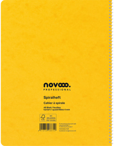 NOVOOO Spiralheft ass. 17.5×22cm 729780 kariert, 4mm, 70g 48 Blatt