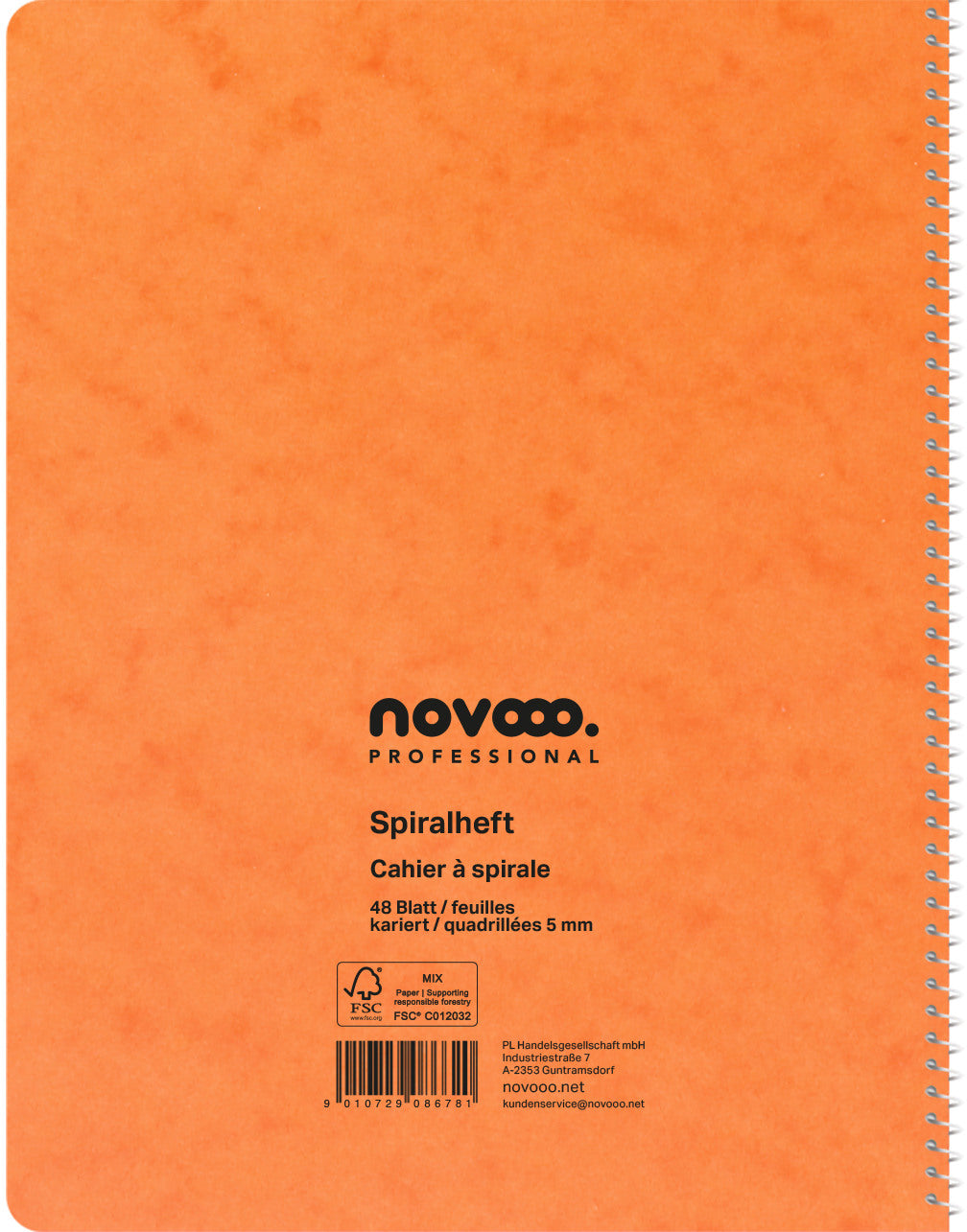 NOVOOO Spiralheft ass. 17.5×22cm 729781 kariert, 5mm, 70g 48 Blatt