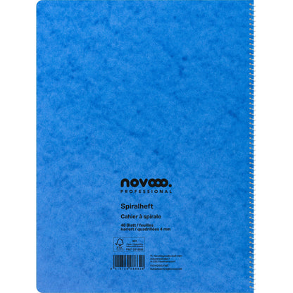 NOVOOO Spiralheft ass. A4 729783 kariert, 4mm, 80g 48 Blatt