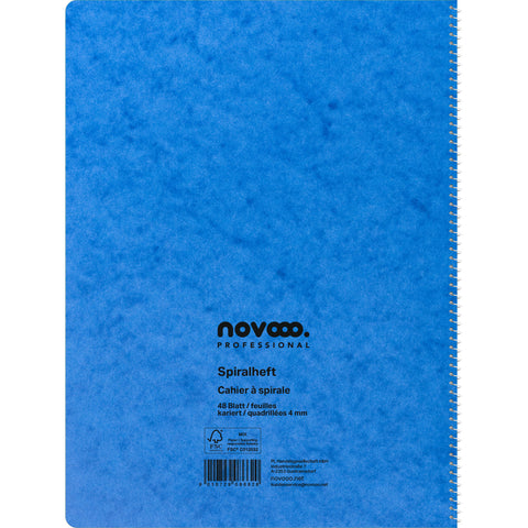 NOVOOO Spiralheft ass. A4 729783 kariert, 4mm, 80g 48 Blatt