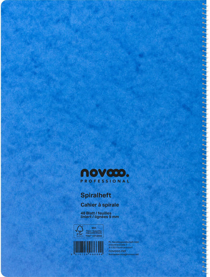 NOVOOO Spiralheft ass. A4 729785 liniert, 9mm, 80g 48 Blatt